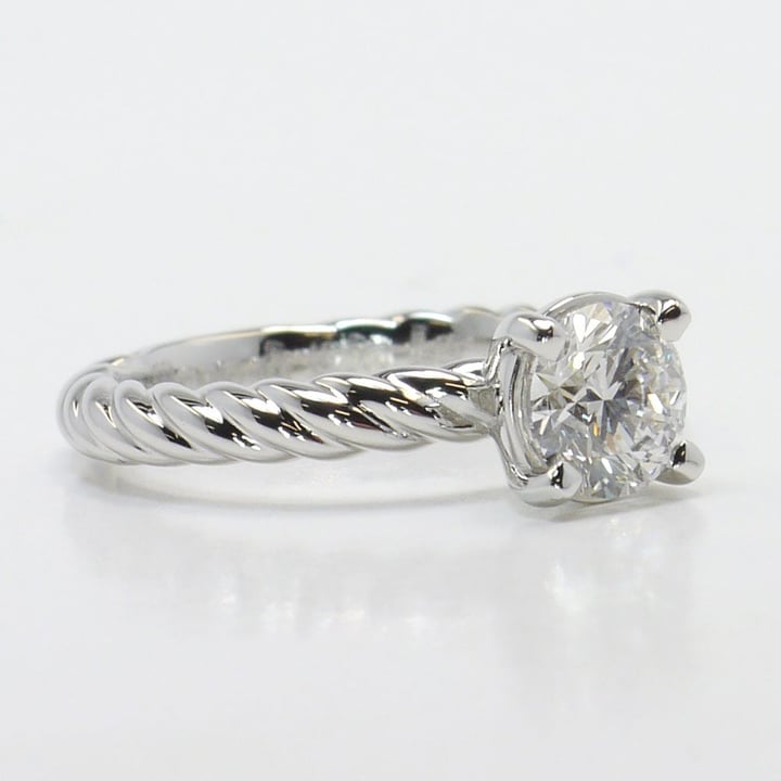 Round Diamond Twisted Band Engagement Ring - small angle 3