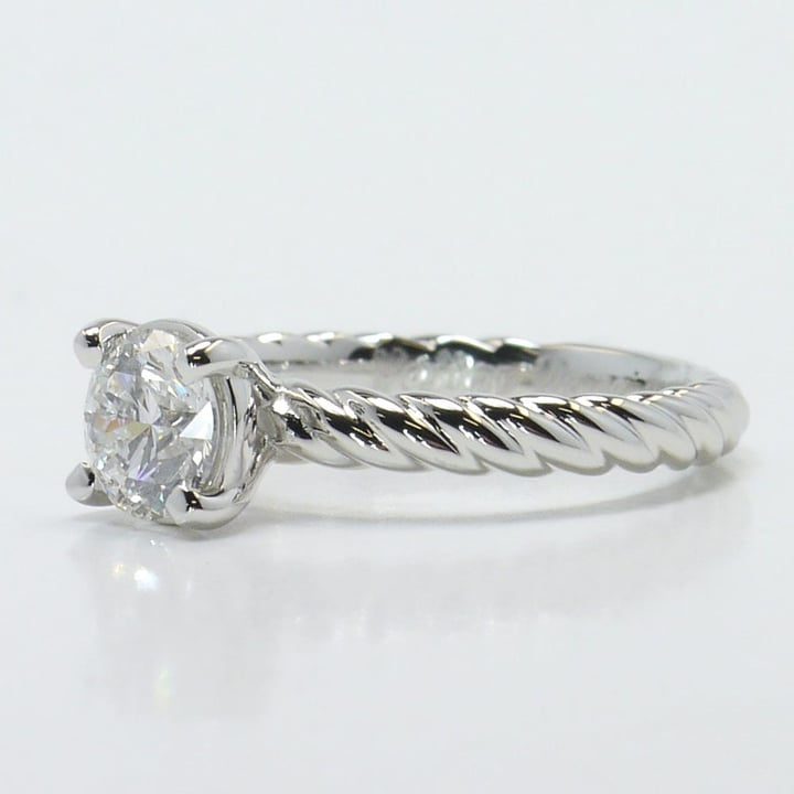 Round Diamond Twisted Band Engagement Ring - small angle 2