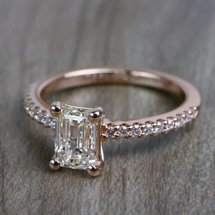 Rose Gold Emerald Cut Engagement Ring angle 2