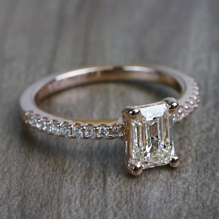 Rose Gold Emerald Cut Engagement Ring - small angle 3