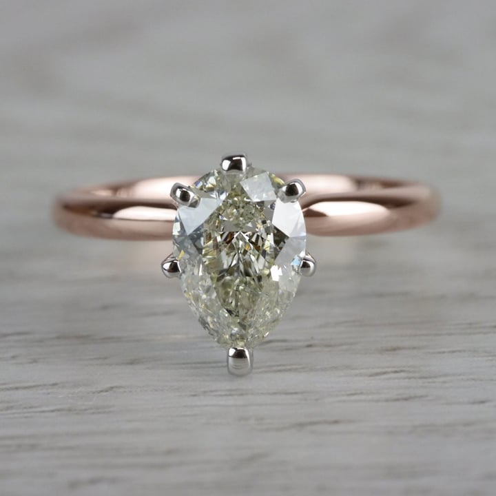 1 Carat Pear Cut Rose Gold Engagement Ring