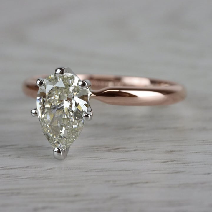 1 Carat Pear Cut Rose Gold Engagement Ring - small angle 2