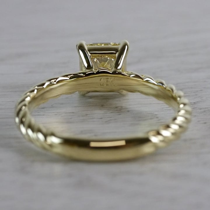 Fancy Yellow Solitaire Diamond Ring With Rope Design angle 4