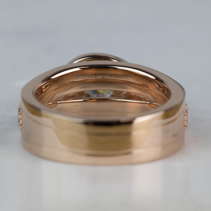Rose Gold Horizontal-Set Pear Halo Diamond Engagement Ring - small angle 4