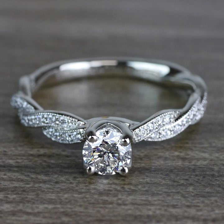 Modern Diamond Engagement Ring With Twist Design - small