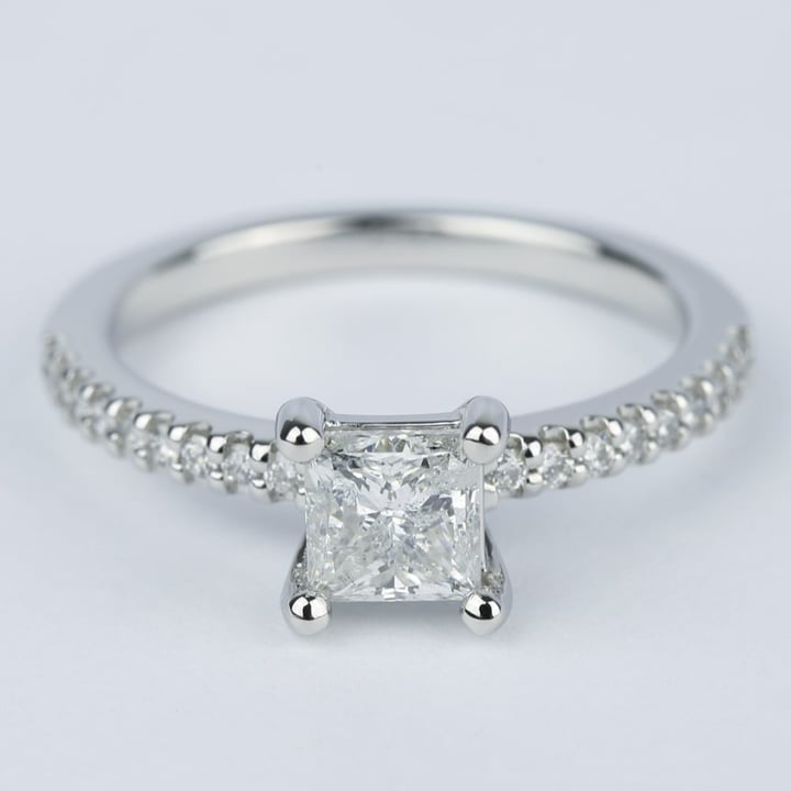 Platinum Princess Scallop Engagement Ring (0.97 Ct.) - small