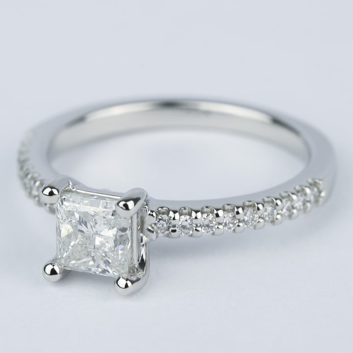 Platinum Princess Scallop Engagement Ring (0.97 Ct.) - small angle 2