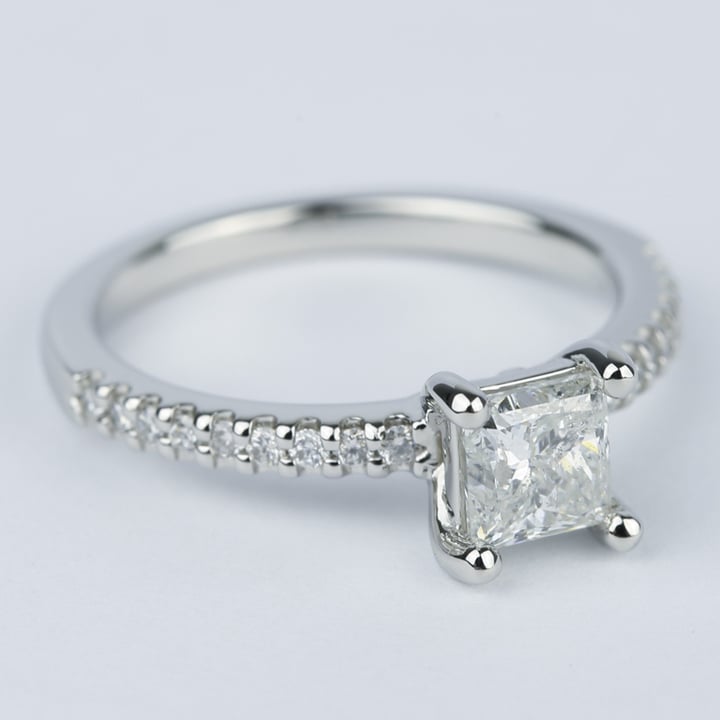 Platinum Princess Scallop Engagement Ring (0.97 Ct.) - small angle 3