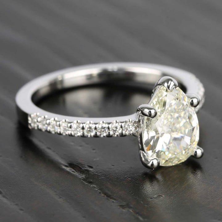 1.50 Carat Pear Shaped Engagement Ring With Diamond Band - small angle 3