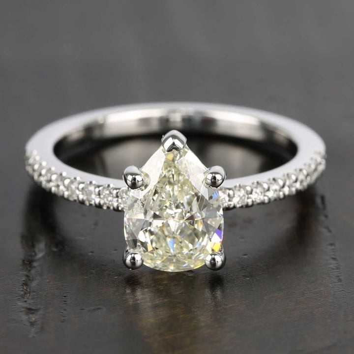 1.50 Carat Pear Shaped Engagement Ring With Diamond Band - small