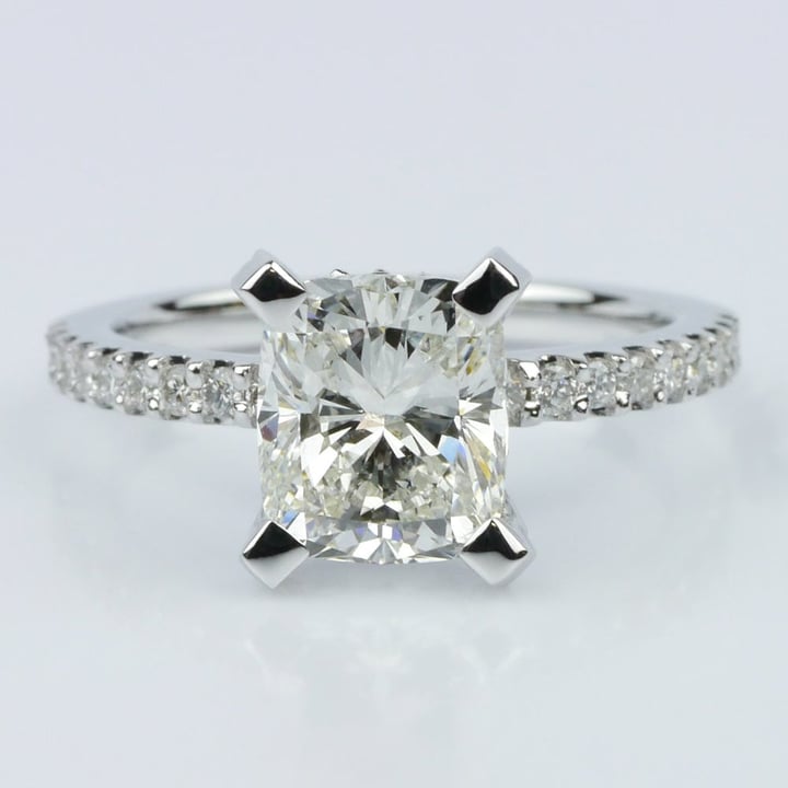 Cushion Diamond Engagement Ring With Scalloped Band