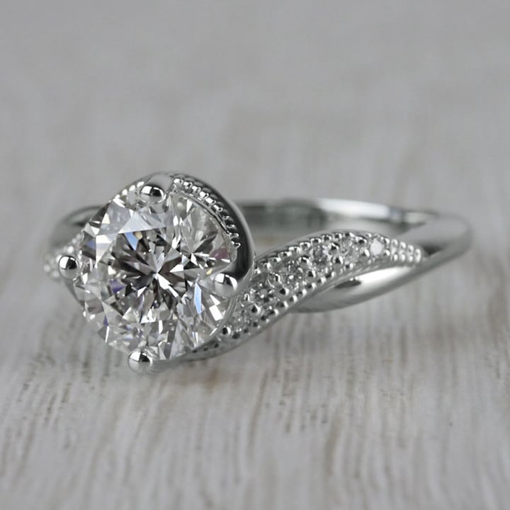 Vintage Twisted Round Cut Diamond Engagement Ring - small angle 2