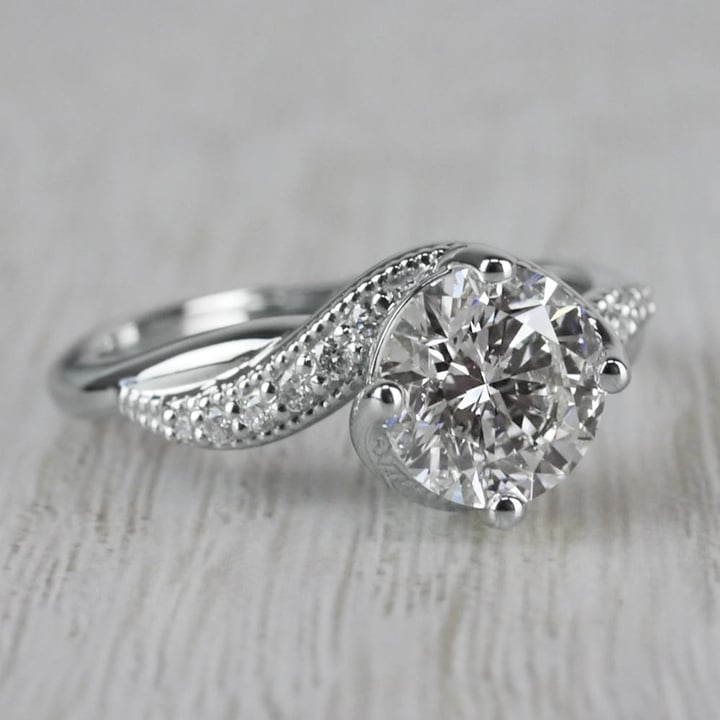 Vintage Twisted Round Cut Diamond Engagement Ring angle 3