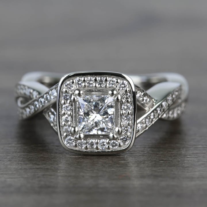 Princess Cut Diamond Split Shank Engagement Ring