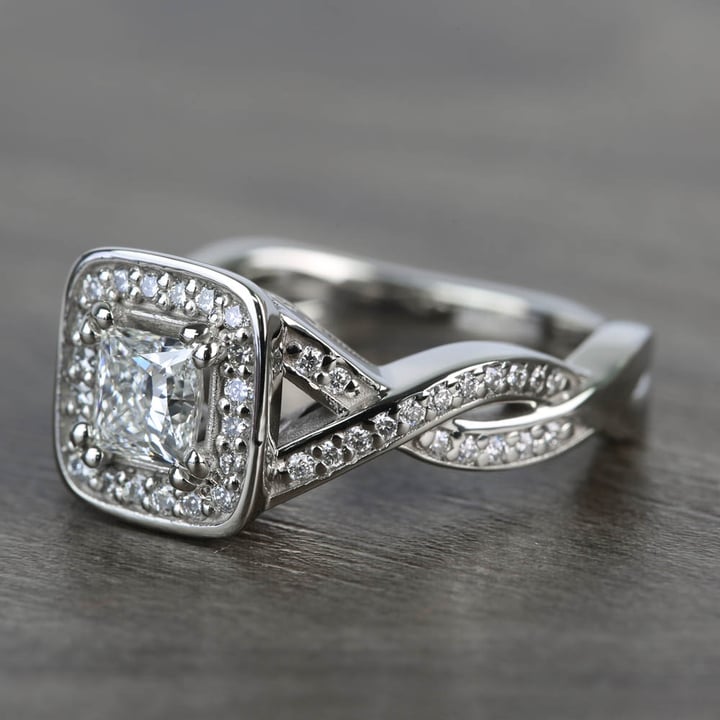 Princess Cut Diamond Split Shank Engagement Ring - small angle 2