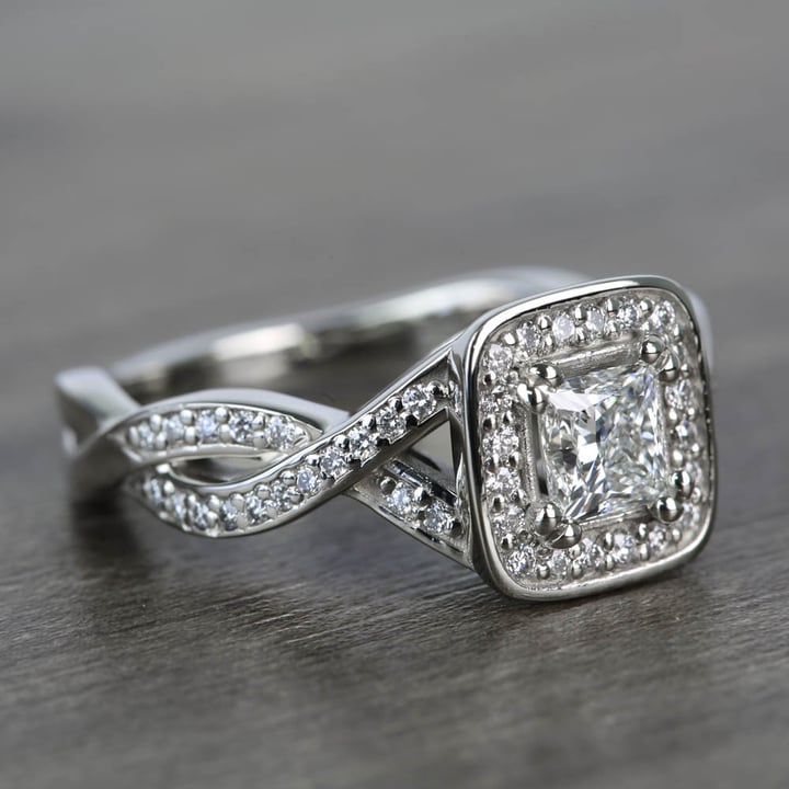 Princess Cut Diamond Split Shank Engagement Ring - small angle 3