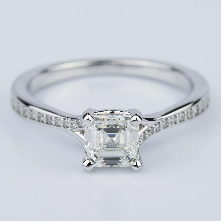 Split Shank Asscher Cut Diamond Engagement Ring - small