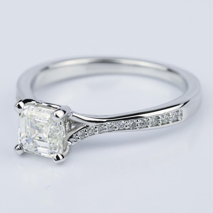 Split Shank Asscher Cut Diamond Engagement Ring angle 2