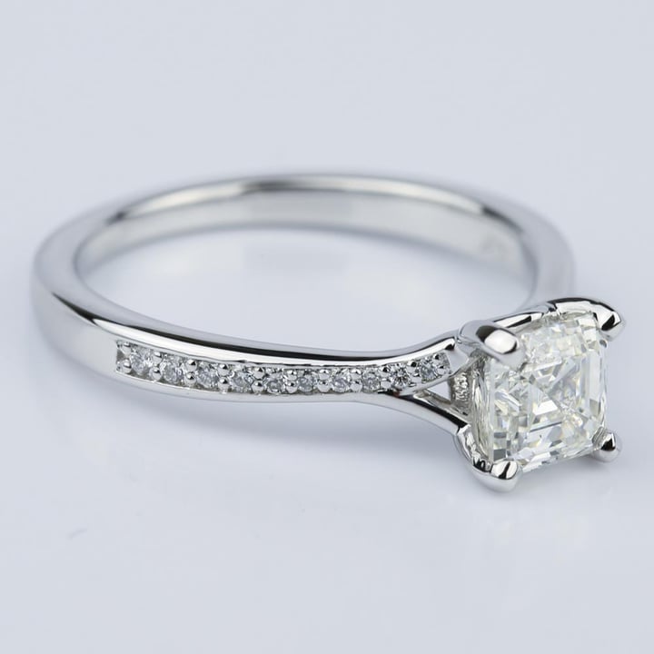Split Shank Asscher Cut Diamond Engagement Ring - small angle 3