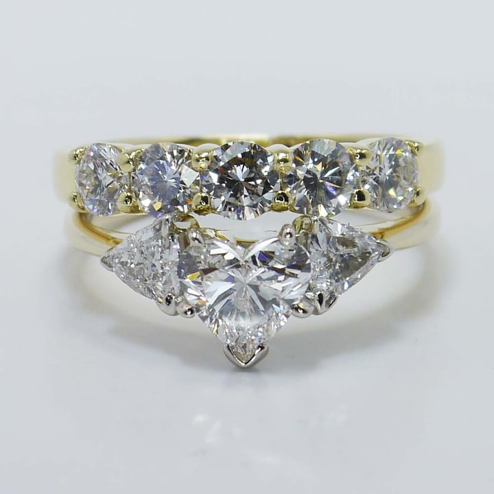 Heart Diamond Engagement Ring With Wedding Band In Gold