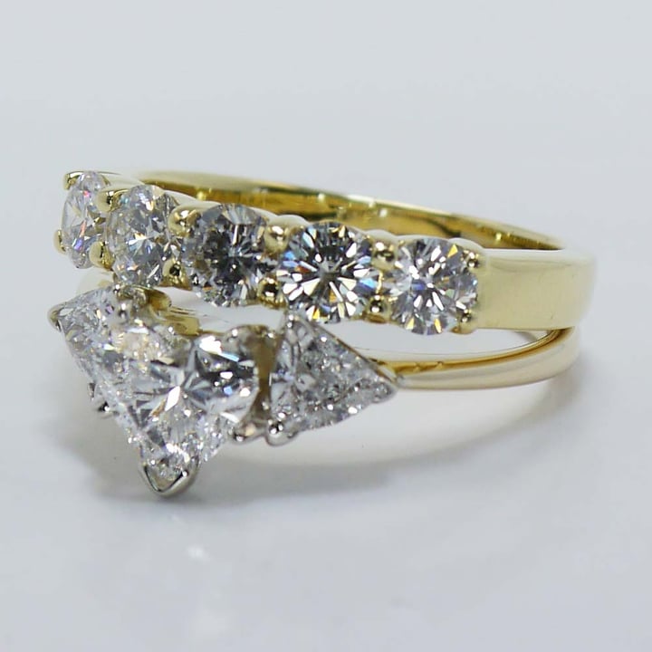 Heart Diamond Engagement Ring With Wedding Band In Gold angle 2