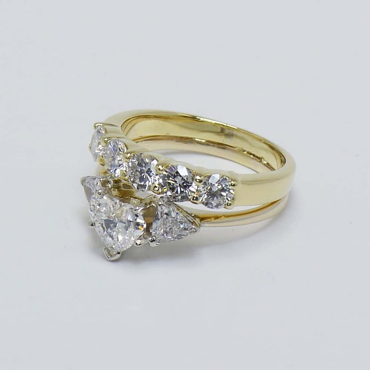 Heart Diamond Engagement Ring With Wedding Band In Gold angle 3