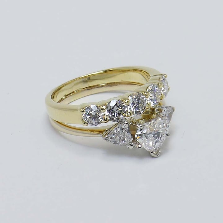 Heart Diamond Engagement Ring With Wedding Band In Gold angle 4