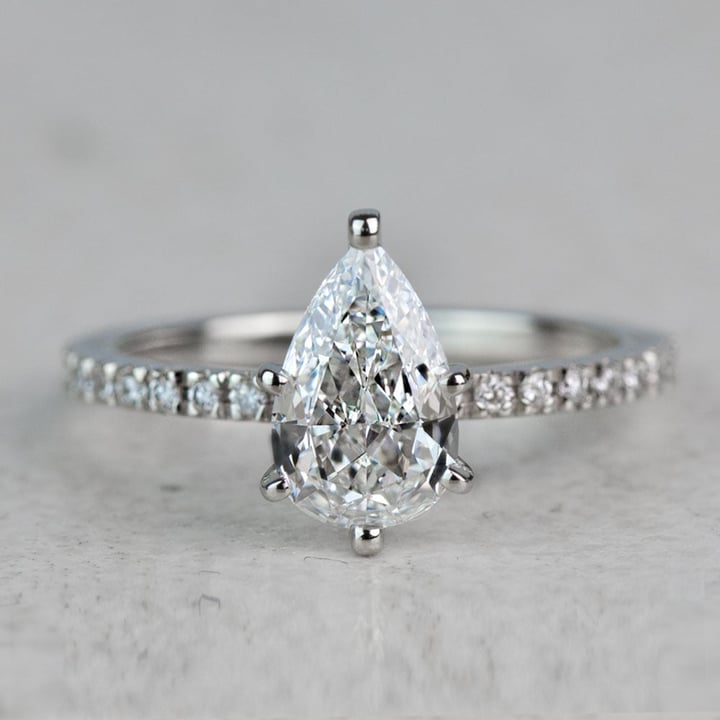 Stunning 1.03 Carat Pear Diamond Pave Engagement Ring  - small