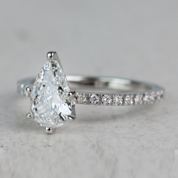 Stunning 1.03 Carat Pear Diamond Pave Engagement Ring  - small angle 2