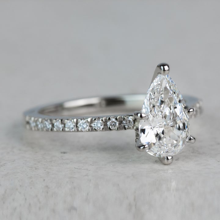 Stunning 1.03 Carat Pear Diamond Pave Engagement Ring  angle 3
