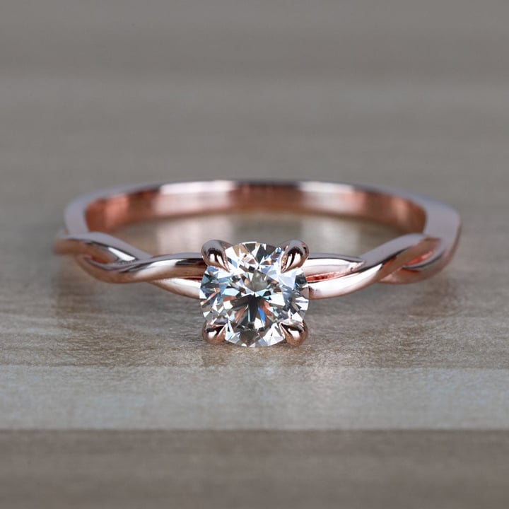 Stunning Rose Gold Twisted Solitaire Diamond Engagement Ring - small