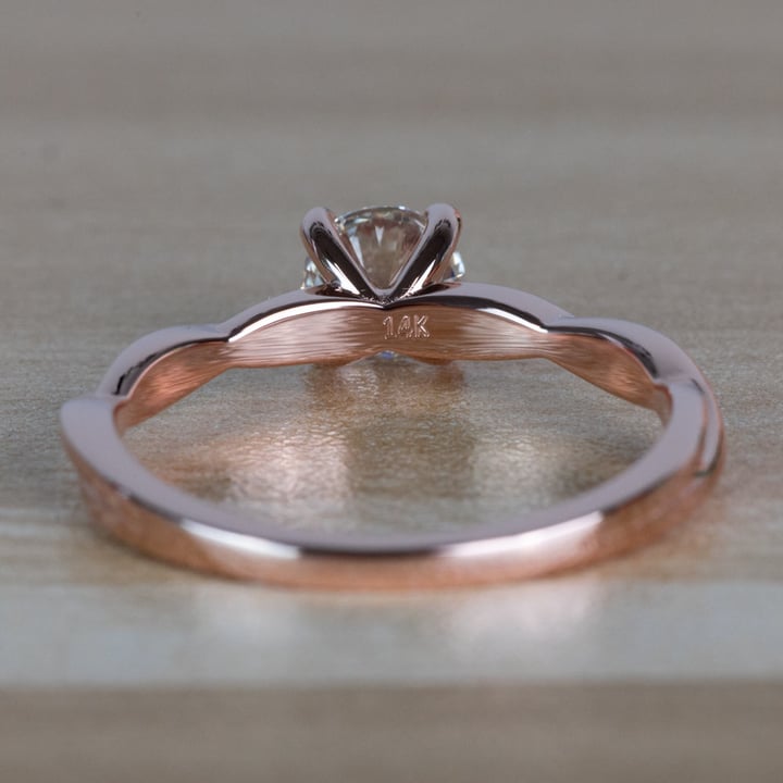 Stunning Rose Gold Twisted Solitaire Diamond Engagement Ring angle 4