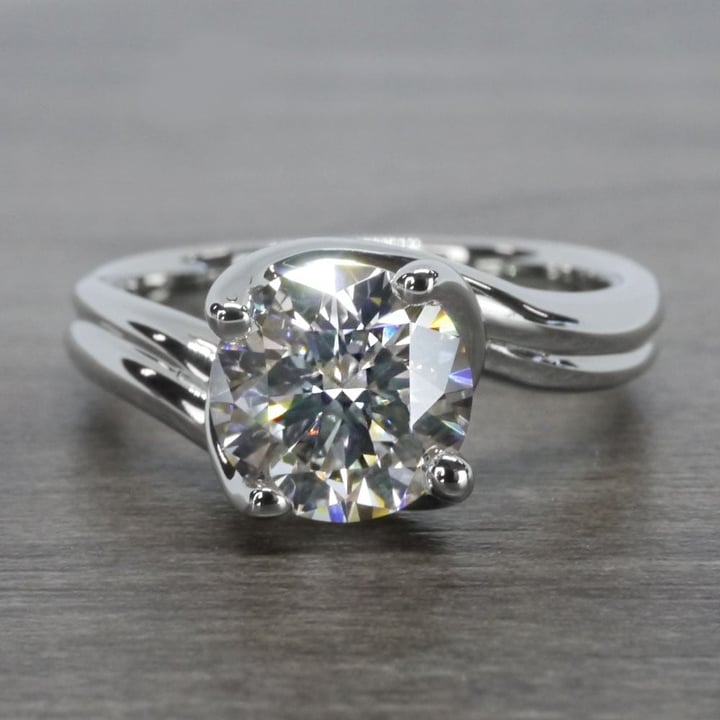 2 Carat Swirl Engagement Ring In 14K White Gold