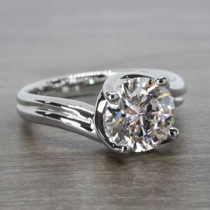 2 Carat Swirl Engagement Ring In 14K White Gold angle 3