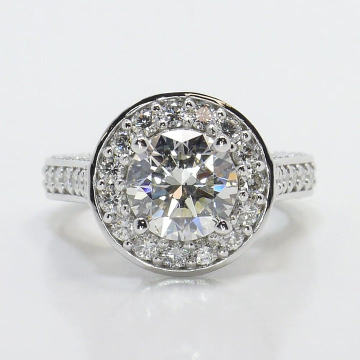Triple Row Halo Diamond Engagement Ring With Diamond Encrusted Gallery - small