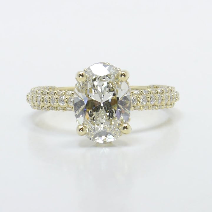 2 Carat Oval Triple Pave Engagement Ring In 18K Yellow Gold