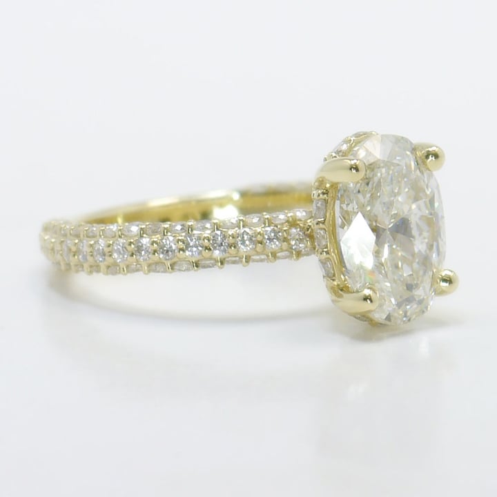 2 Carat Oval Triple Pave Engagement Ring In 18K Yellow Gold angle 3