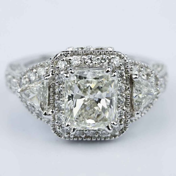 2 Carat Stone Radiant Cut Halo Diamond Ring In White Gold