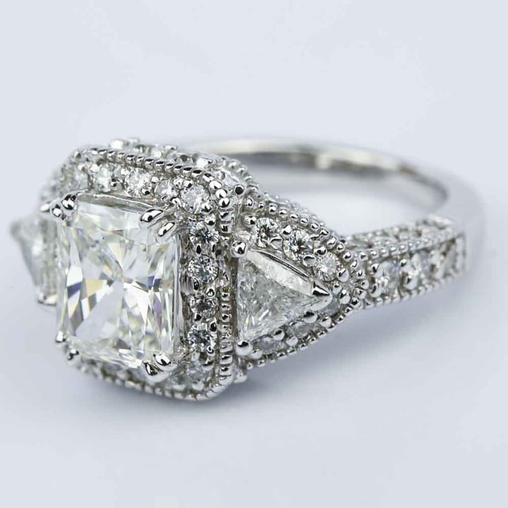 2 Carat Stone Radiant Cut Halo Diamond Ring In White Gold angle 2