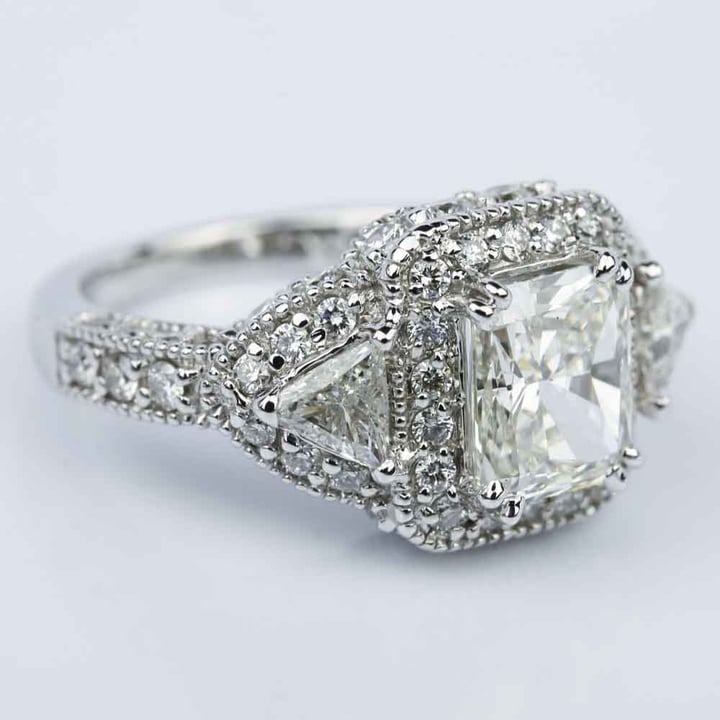 2 Carat Stone Radiant Cut Halo Diamond Ring In White Gold angle 3