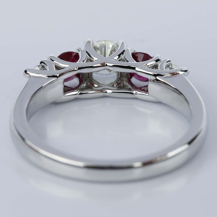 5 Stone Ruby And Diamond Ring In White Gold angle 4