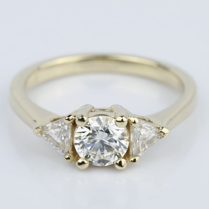 Trillion Three-Diamond Engagement Ring in Yellow Gold (0.72 ct.) - small