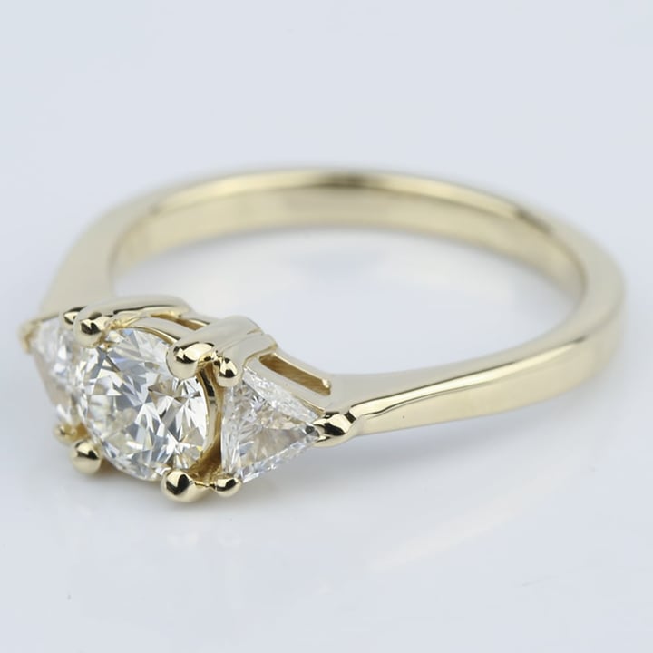 Trillion Three-Diamond Engagement Ring in Yellow Gold (0.72 ct.) - small angle 2