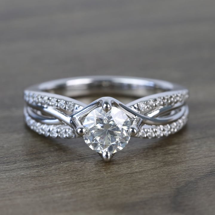 1.30 Carat Round Diamond Twisted Split Shank Engagement Ring  - small
