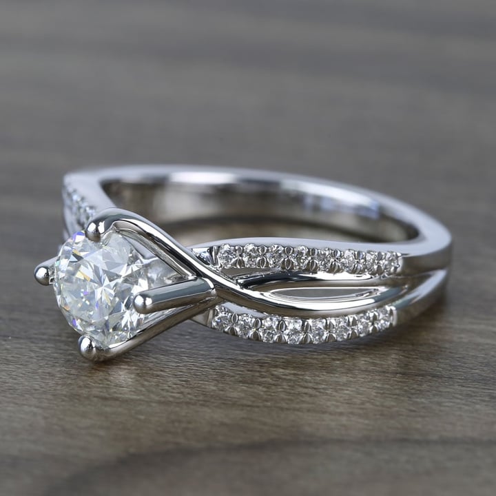 1.30 Carat Round Diamond Twisted Split Shank Engagement Ring  - small angle 2