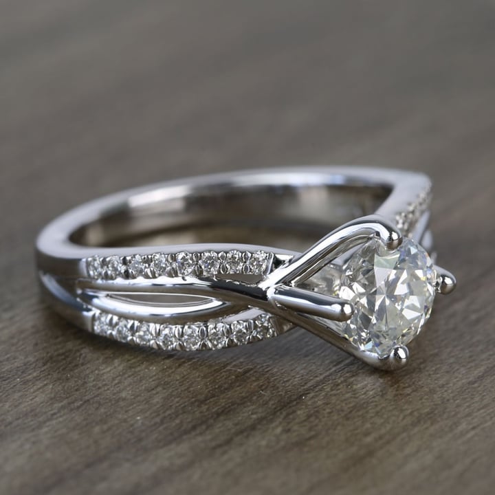 1.30 Carat Round Diamond Twisted Split Shank Engagement Ring  - small angle 3