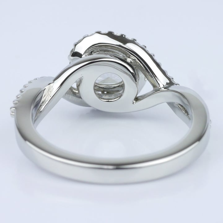 Twisted Split Shank and Swirl Halo Diamond Ring - small angle 4