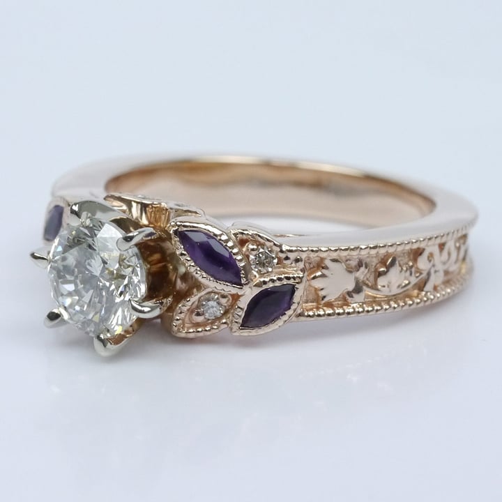 Amethyst Vintage Engagement Ring angle 2