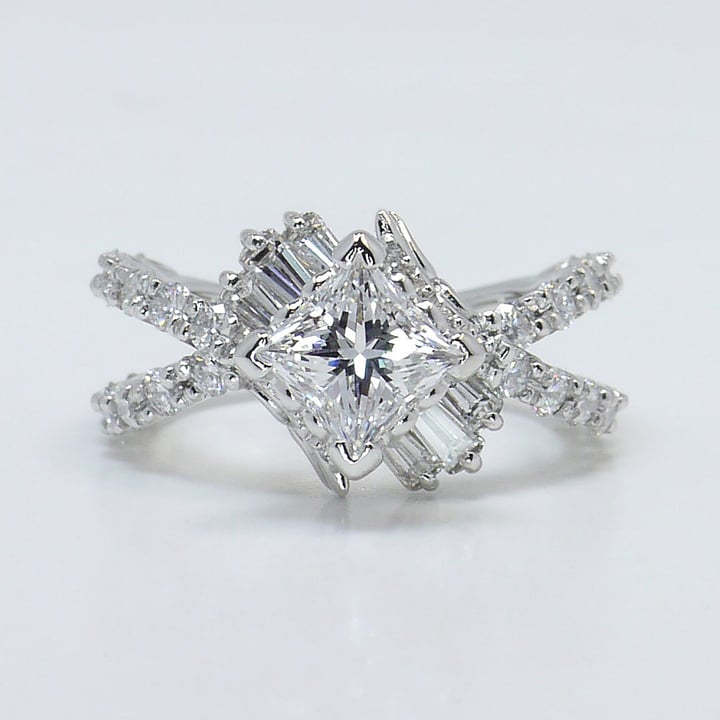 Vintage 1.3 Ct Cross Split Shank Engagement Ring With Princess Diamond  - small
