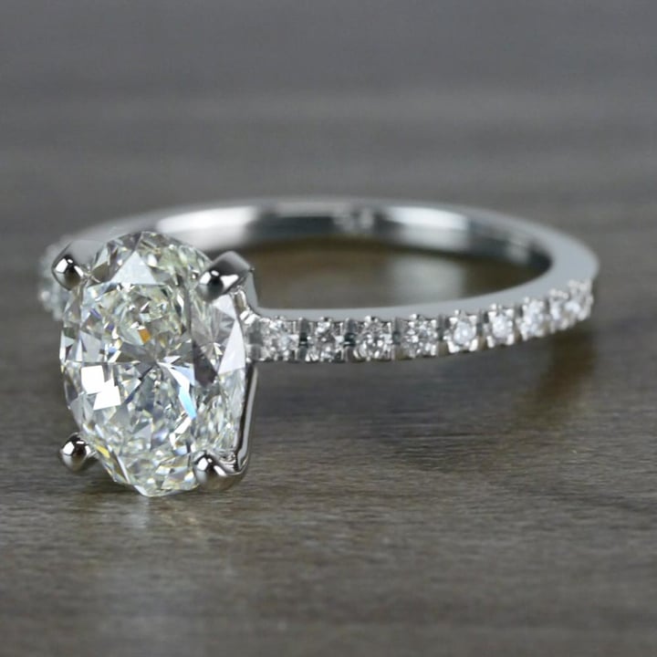 Oval Diamond Engagement Ring In White Gold - small angle 2